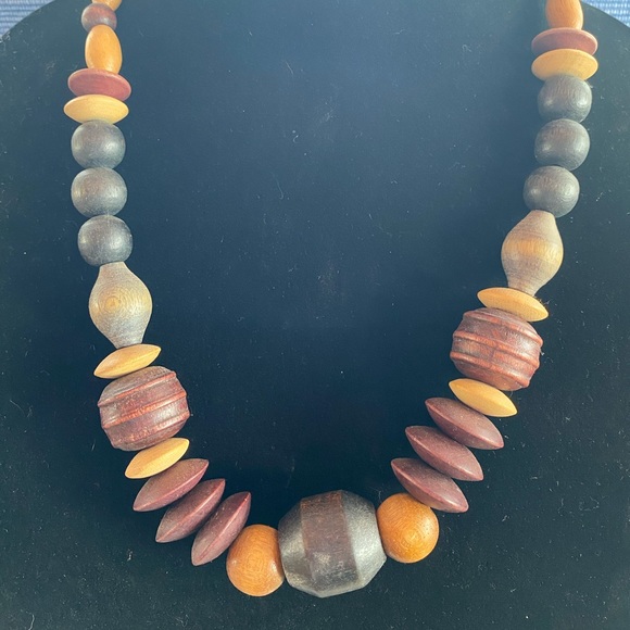 Necklace - Wooden Single Strand Beads - Picture 6 of 8